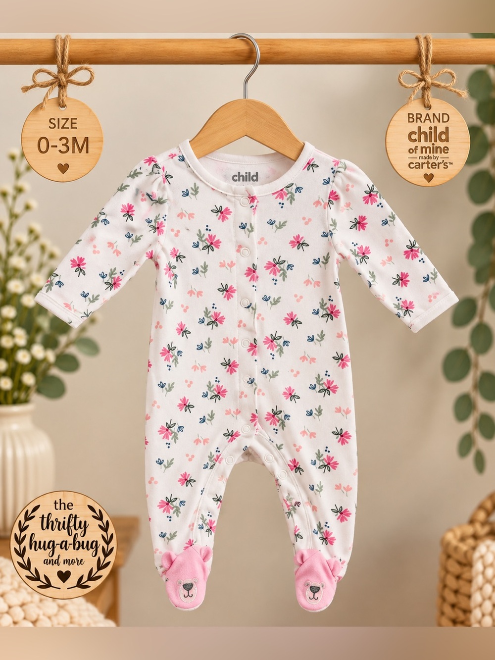 Carter’s Child of Mine Floral Footed Sleeper 0-3M
